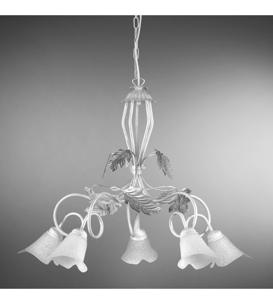 LAMPADARIO 5 LUCI ONLI "MARILENA" ARGENTO E14